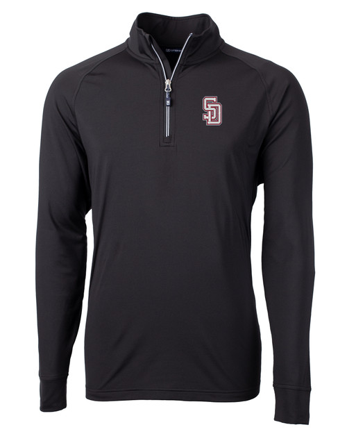 Marjory Stoneman Douglas High School Cutter & Buck Adapt Recycled Soft Knit Stretch  Mens Big & Tall Quarter Zip Pullover Black Mannequin