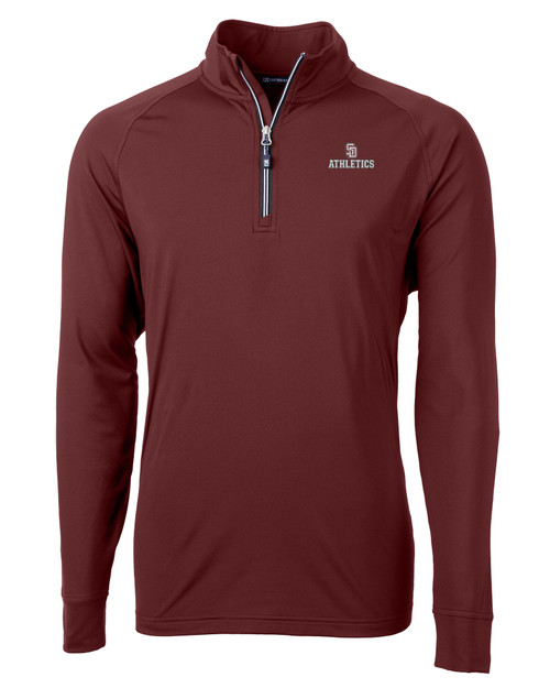 Marjory Stoneman Douglas High School -  Cutter & Buck Adapt Recycled Soft Knit Stretch  Mens Quarter Zip Pullover Bordeaux Mannequin