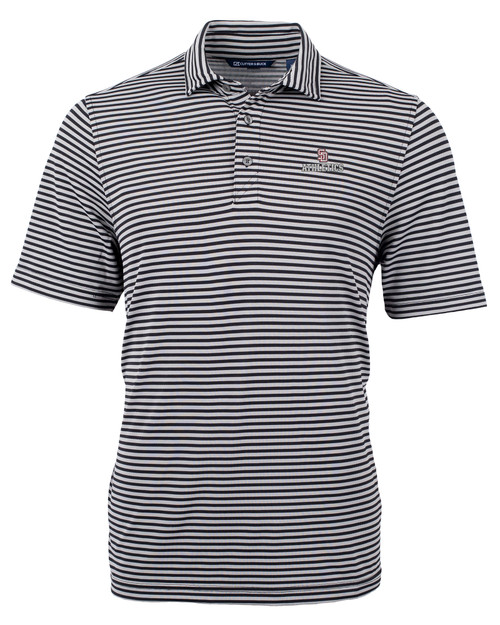 Marjory Stoneman Douglas High School -  Cutter & Buck Virtue Recycled Stripe Featherlight Pique Mens Big & Tall Polo Black Mannequin