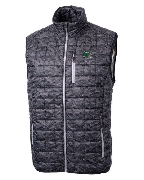 New York Jets NFL Helmet Cutter & Buck Rainier PrimaLoft® Mens Eco Insulated Full Zip Printed Puffer Vest BL_MANN_HG 1