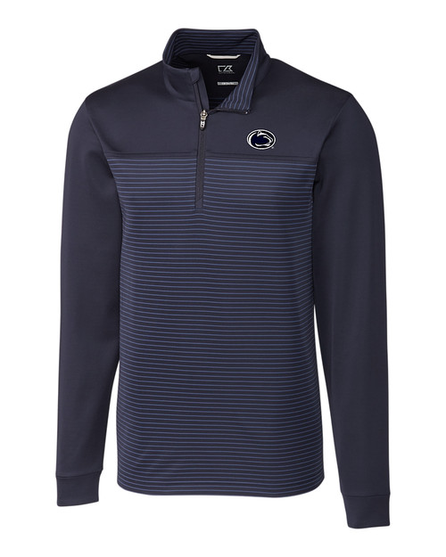 Penn State Nittany Lions Cutter & Buck Traverse Stretch Eco Stripe Quarter Zip Mens Big and Tall Pullover LYN_MANN_HG 