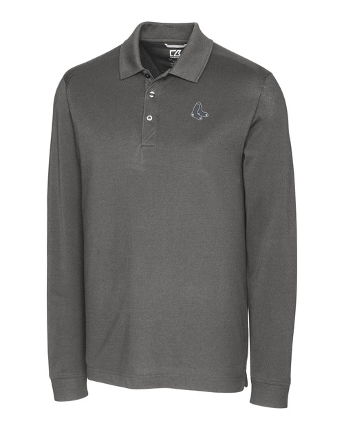 Boston Red Sox Mono Cutter & Buck Advantage Tri-Blend Pique Mens Big and Tall Long Sleeve Polo EG_MANN_HG 1