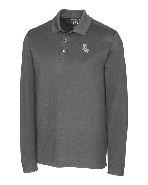 Chicago White Sox Mono Cutter & Buck Advantage Tri-Blend Pique Mens Big and Tall Long Sleeve Polo EG_MANN_HG 1