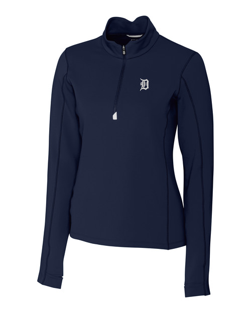 Detroit Tigers Mono Cutter & Buck Traverse Stretch Quarter Zip Womens Pullover LYN_MANN_HG 1