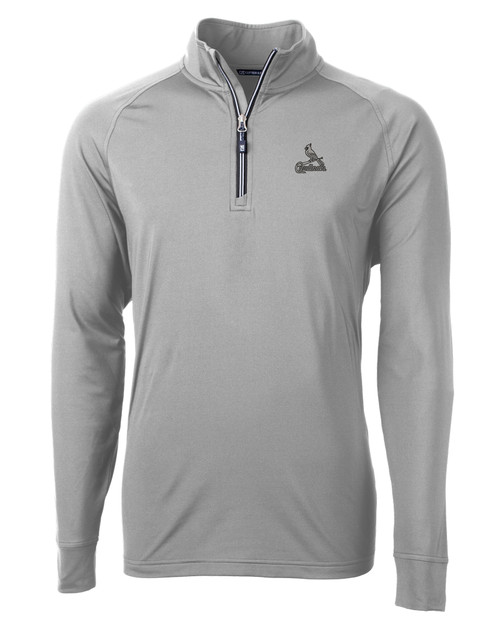 St. Louis Cardinals Mono Cutter & Buck Adapt Eco Knit Stretch Recycled Mens Quarter Zip Pullover POL_MANN_HG 1