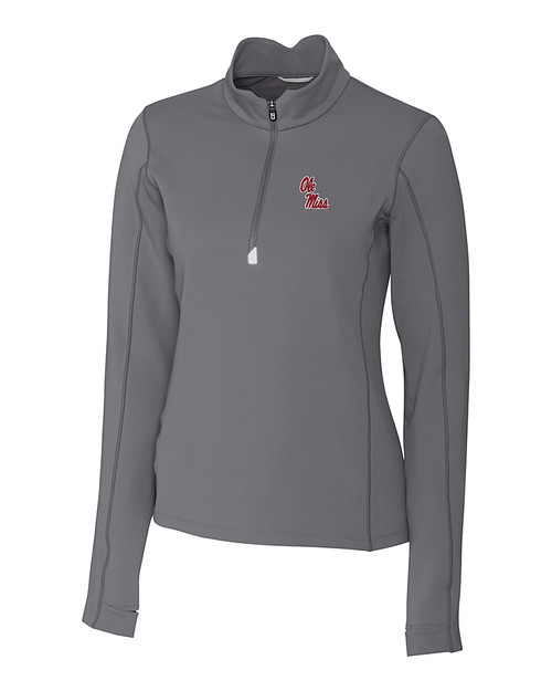Ole Miss Rebels Cutter & Buck Traverse Stretch Eco Quarter Zip Womens Pullover EG_MANN_HG 