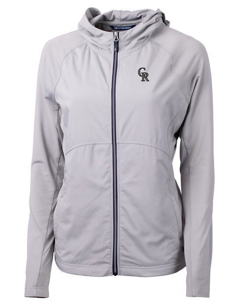 Colorado Rockies Mono Cutter & Buck Adapt Eco Knit Hybrid Recycled Womens Full Zip Jacket POL_MANN_HG 1