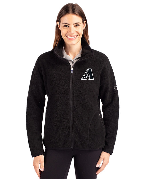 Arizona Diamondbacks Mono Cutter & Buck Cascade Eco Fleece Womens Full Zip Jacket Black Front
