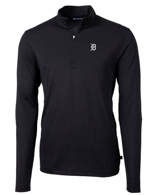 Detroit Tigers Mono Cutter & Buck Virtue Eco Pique Recycled Quarter Zip Mens Big & Tall Pullover BL_MANN_HG 1