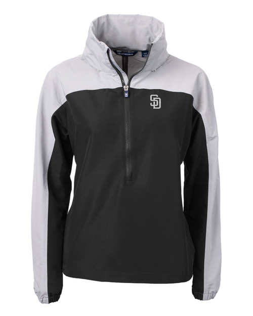 San Diego Padres Mono Cutter & Buck Charter Eco Recycled Womens Anorak Jacket BLPO_MANN_HG 1