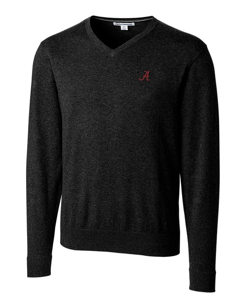 Alabama Crimson Tide Cutter & Buck Lakemont Tri-Blend Mens V-Neck Pullover Sweater Black Mannequin