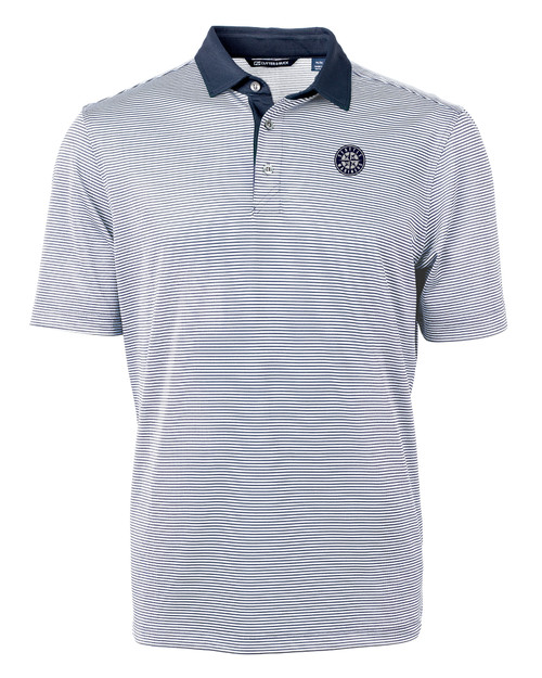 Seattle Mariners Mono Cutter & Buck Virtue Eco Pique Micro Stripe Recycled Mens Big & Tall Polo NVBW_MANN_HG 1