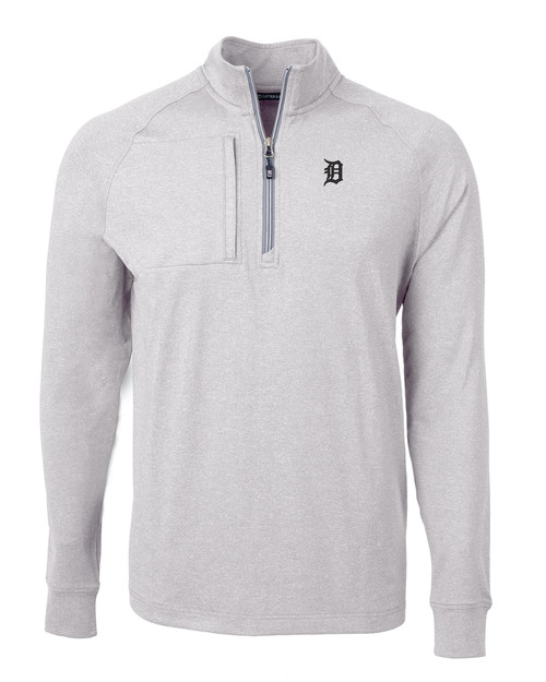 Detroit Tigers Mono Cutter & Buck Adapt Eco Knit Heather Mens Big & Tall Quarter Zip Pullover POH_MANN_HG 1