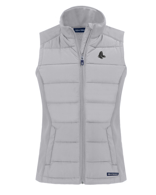 Boston Red Sox Mono Cutter & Buck Evoke Hybrid Eco Softshell Recycled Womens Full Zip Vest CNC_MANN_HG 1