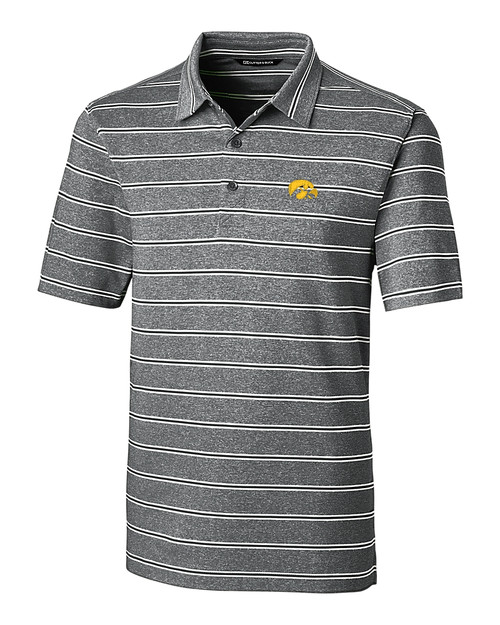 Iowa Hawkeyes Cutter & Buck Forge Epic Confidence Recycled Heathered Stripe Stretch Mens Polo Black Mannequin