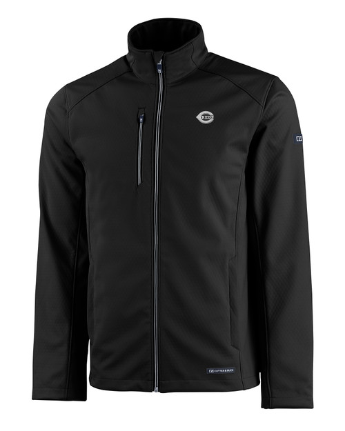 Cincinnati Reds Mono Cutter & Buck Evoke Eco Softshell Recycled Full Zip Mens Jacket BL_MANN_HG 1