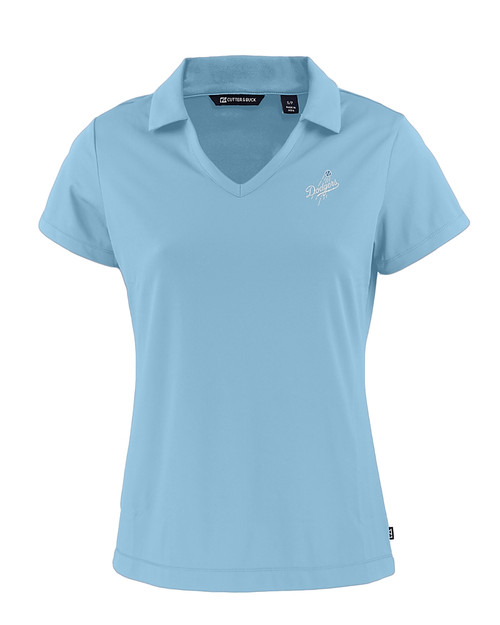 Los Angeles Dodgers Mono Cutter & Buck Daybreak Eco Recycled Womens V-neck Polo Atlas Light Blue Mannequin
