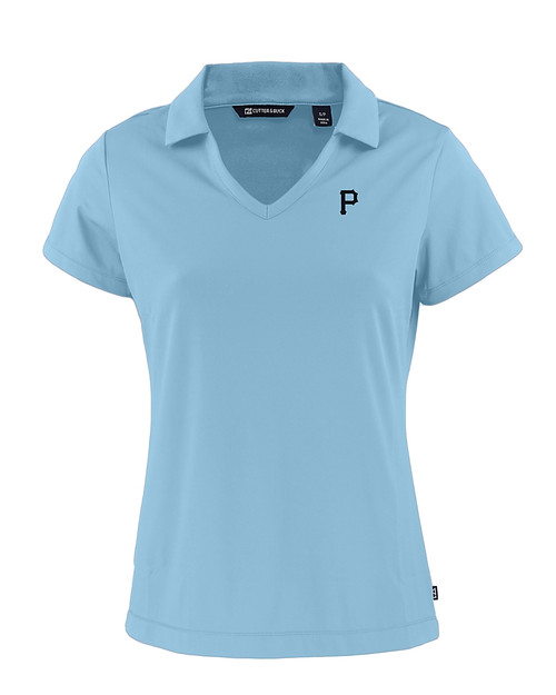 Pittsburgh Pirates Mono Cutter & Buck Daybreak Eco Recycled Womens V-neck Polo Atlas Light Blue Mannequin