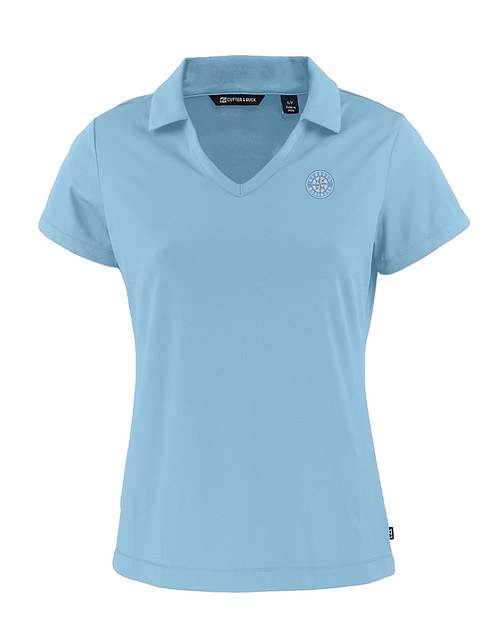 Seattle Mariners Mono Cutter & Buck Daybreak Eco Recycled Womens V-neck Polo Atlas Light Blue Mannequin