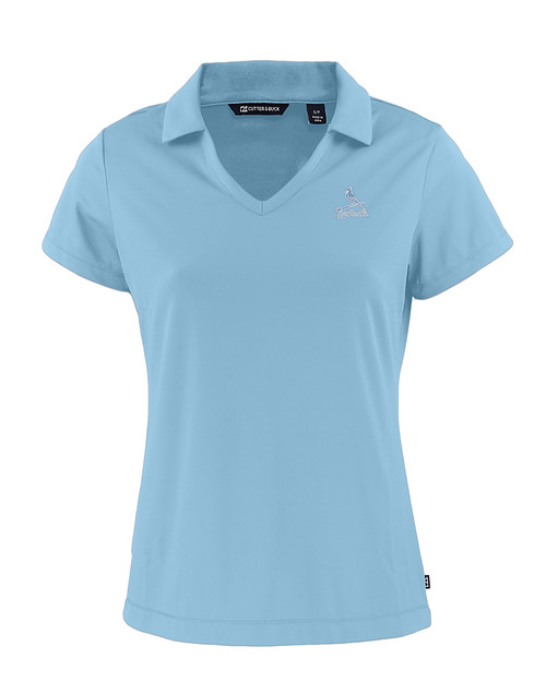 St. Louis Cardinals Mono Cutter & Buck Daybreak Eco Recycled Womens V-neck Polo Atlas Light Blue Mannequin