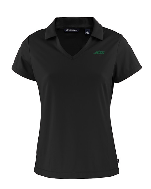 New York Jets Cutter & Buck Daybreak Eco Recycled Womens V-neck Polo Black Mannequin