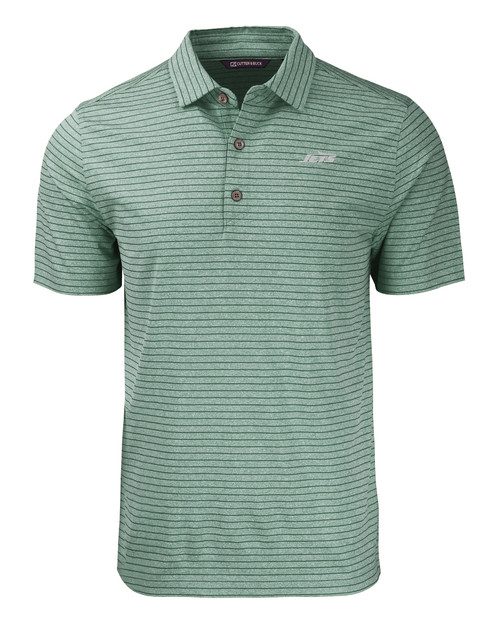 New York Jets Cutter & Buck Forge Eco Heather Stripe Stretch Recycled Mens Polo HH_MANN_HG 1