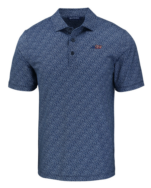 New York Jets Americana Cutter & Buck Pike Eco Pebble Print Stretch Recycled Mens Polo NVBW_MANN_HG 1