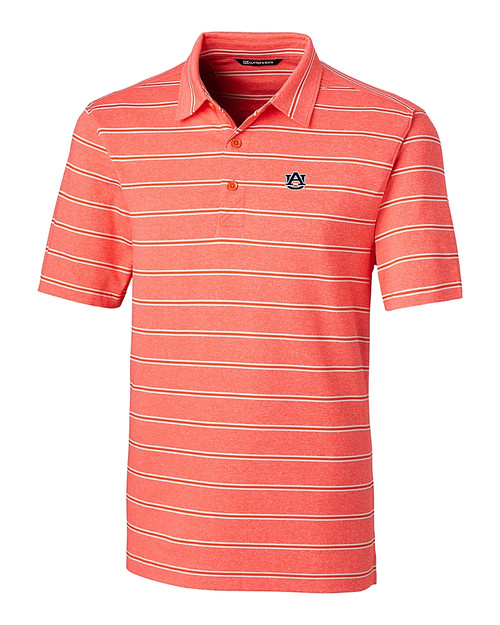 Auburn Tigers Cutter & Buck Forge Epic Confidence Recycled Heathered Stripe Stretch Mens Polo College Orange Mannequin