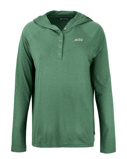 New York Jets Cutter & Buck Coastline Epic Comfort Eco Recycled Womens Hooded Shirt HT_MANN_HG 1