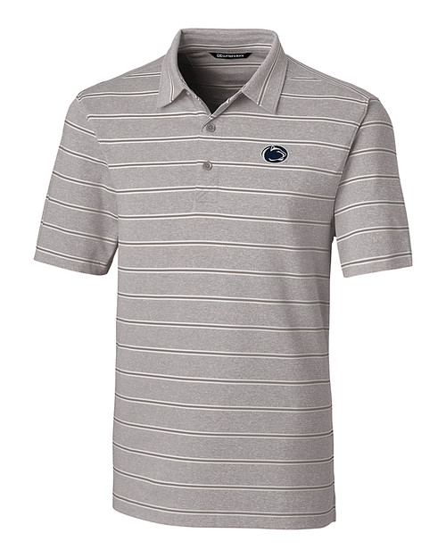 Penn State Nittany Lions Cutter & Buck Forge Epic Confidence Recycled Heathered Stripe Stretch Mens Polo Polished Medium Gray Mannequin