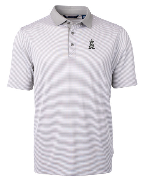 Los Angeles Angels Mono Cutter & Buck Virtue Eco Pique Micro Stripe Recycled Mens Polo POLWH_MANN_HG 1