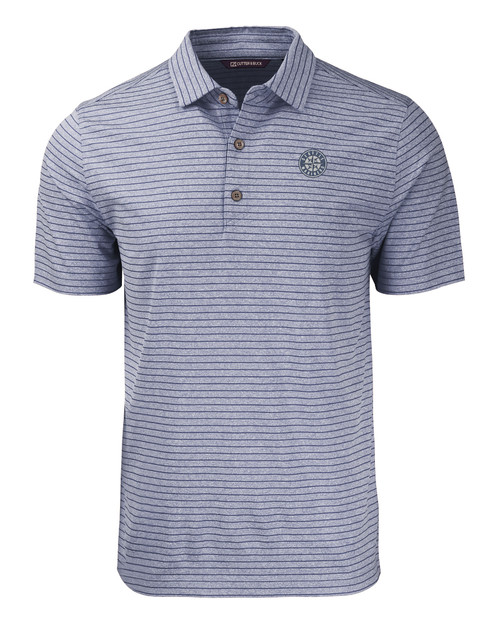 Seattle Mariners Mono Cutter & Buck Forge Eco Heather Stripe Stretch Recycled Mens Big & Tall Polo NVH_MANN_HG 1