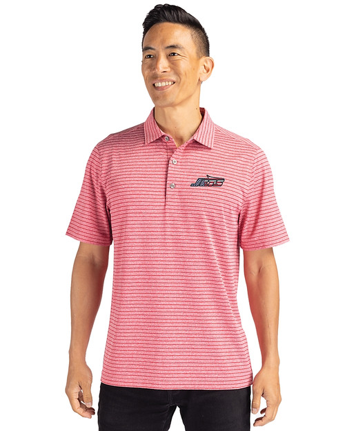 New York Jets Americana - Cutter & Buck Forge Recycled Heather Stripe Four-Way Stretch Mens Big & Tall Polo Cardinal Red Heather Front