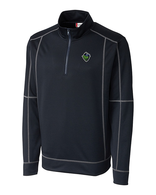 Hillsboro Hops Clique Helsa Performance Mens Half Zip Pullover Sweatshirt Dark Navy Mannequin