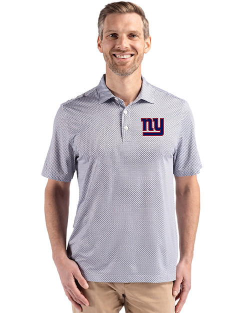 New York Giants Cutter & Buck Pike Eco Diamond Dot Print Recycled Mens Polo Black Front