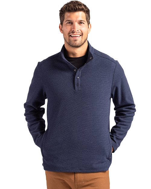 Cutter & Buck Hunts Point Eco Textured Fleece Recycled Mens Snap Pullover NVBU_PRO_HG 1