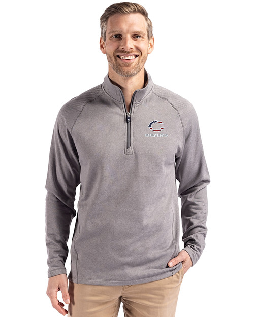 Chicago Bears Americana Cutter & Buck Peshastin Fleece Recycled Mens Half Zip Pullover Elemental Grey Heather Front
