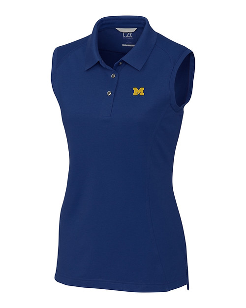Michigan Wolverines Cutter & Buck Womens Advantage Polo Sleeveless Indigo Mannequin