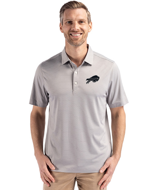 Buffalo Bills Mono Cutter & Buck Forge Eco Fine Line Stripe Stretch  Recycled Mens Polo POLWH_PRO_HG 