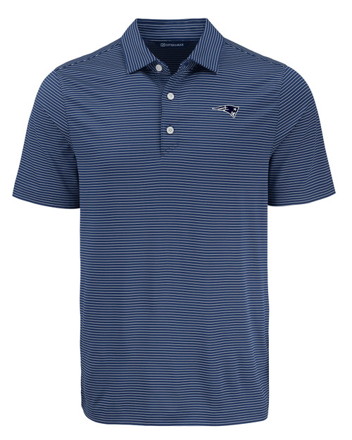 New England Patriots Mono Cutter & Buck Forge Eco Fine Line Stripe Stretch  Recycled Mens Polo NVBW_MANN_HG 1