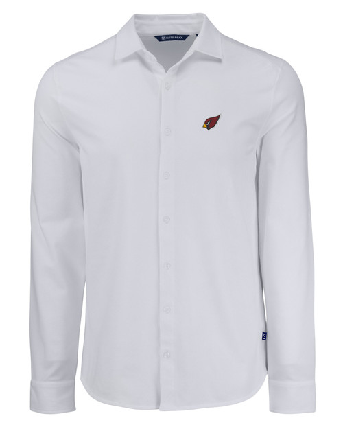 Arizona Cardinals Cutter & Buck Advantage Tri-Blend Eco Soft Pique Long Sleeve Knitted Mens Button Down WH_MANN_HG 1