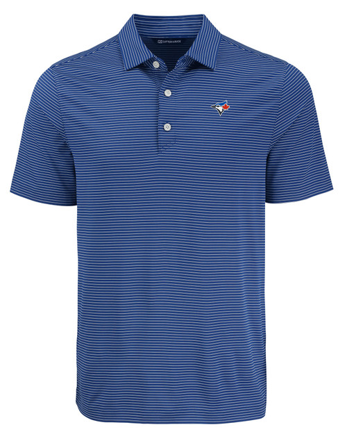 Toronto Blue Jays Cutter & Buck Forge Eco Fine Line Stripe Stretch  Recycled Mens Polo TBWH_MANN_HG 1