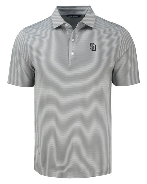 San Diego Padres Mono Cutter & Buck Forge Eco Fine Line Stripe Stretch  Recycled Mens Polo POLWH_MANN_HG 1