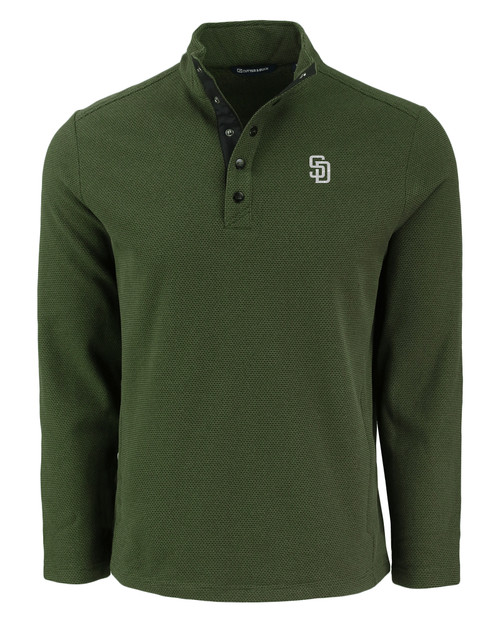 San Diego Padres Mono Cutter & Buck Hunts Point Eco Textured Fleece Recycled Mens Snap Pullover PLO_MANN_HG 1