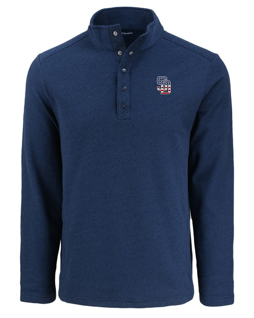 San Diego Padres Stars & Stripes Cutter & Buck Hunts Point Eco Textured Fleece Recycled Mens Snap Pullover NVBU_MANN_HG 1