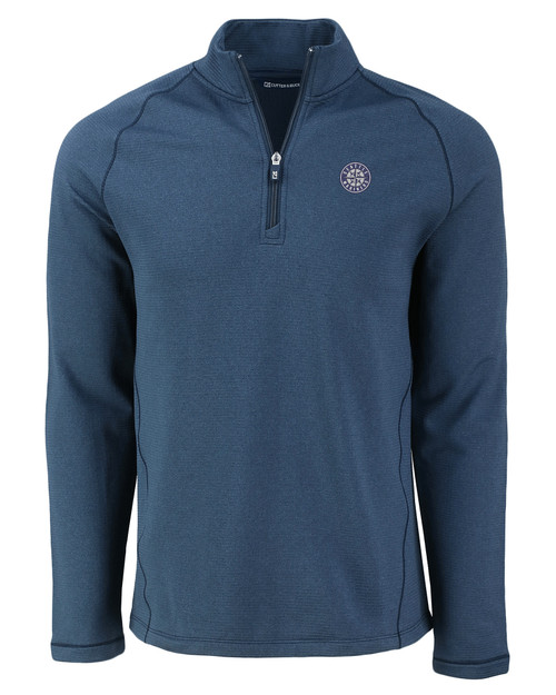 Seattle Mariners Mono Cutter & Buck Peshastin Eco Fleece Recycled Mens Half Zip Pullover NVH_MANN_HG 1