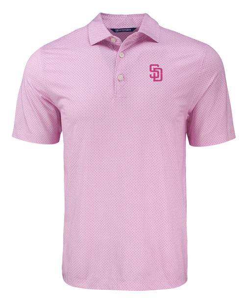 San Diego Padres City Connect Cutter & Buck Pike Eco Diamond Dot Print Recycled Mens Polo GEL_MANN_HG 1