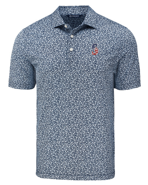 Seattle Mariners Stars & Stripes Cutter & Buck Pike Eco Flora Print Recycled Mens Big & Tall Polo NVBU_MANN_HG 1