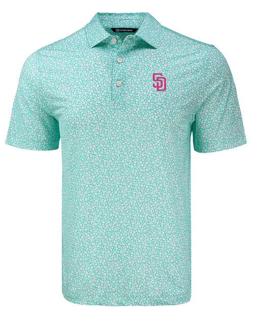 San Diego Padres City Connect Cutter & Buck Pike Eco Flora Print Mens Polo FRM_MANN_HG 1