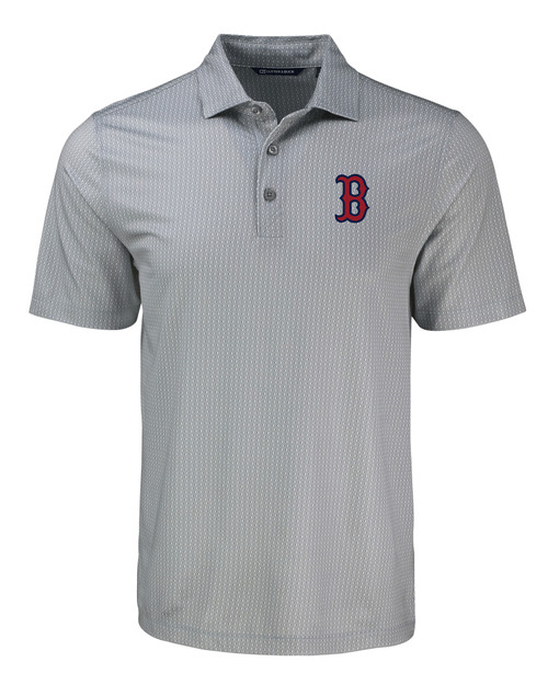 Boston Red Sox Cutter & Buck Pike Eco Shadow Check Print Recycled Mens Big & Tall Polo POL_MANN_HG 1